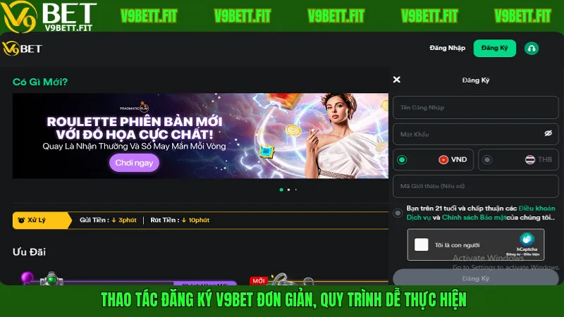 Thao tác đăng ký V9Bet đơn giản, quy trình dễ thực hiện