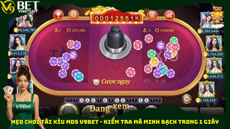 Mẹo chơi Tài xỉu MD5 V9bet - Kiểm tra mã minh bạch trong 1 giây